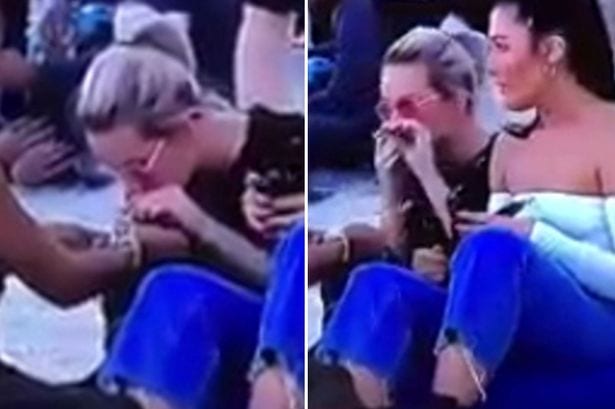 Beach party girl caught on live prime time TV news report snorting a suspicious substance