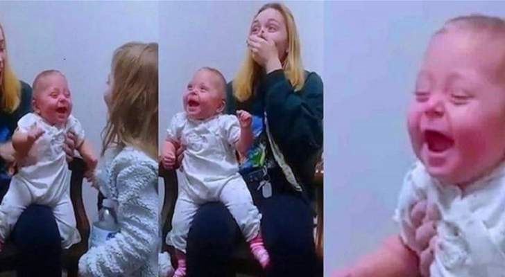 Baby hears sister's voice for the first time